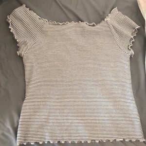 Off the shoulder striped shirt